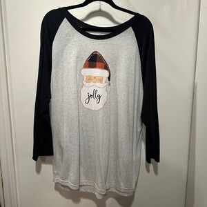 Festive Santa Women's Boutique Raglan Tee - Black and Gray